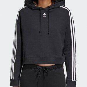Adidas Original Women's Cropped Black Hoodie - Size: LARGE - NEW